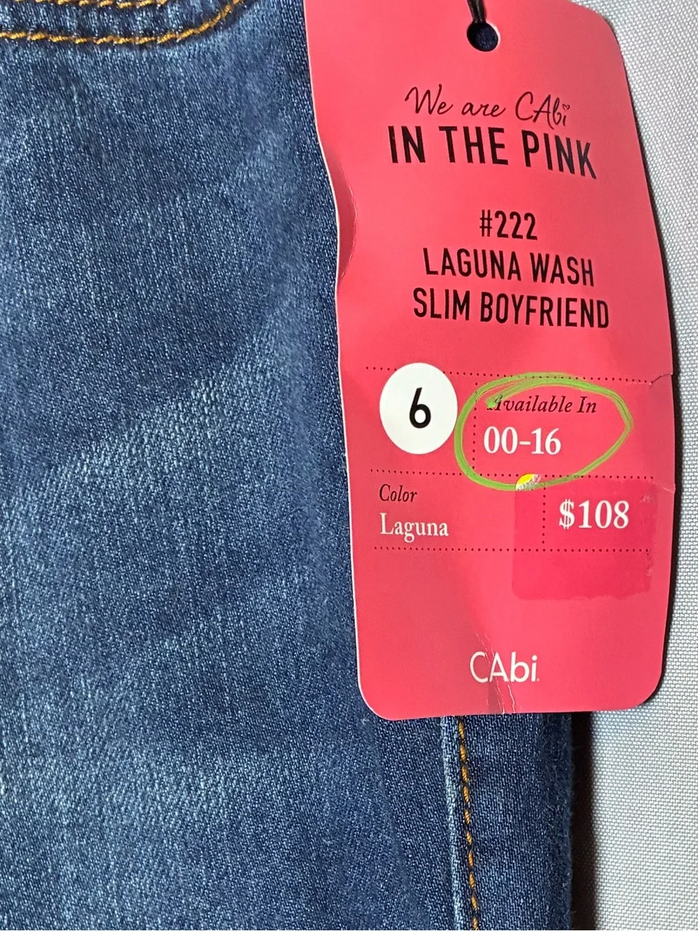 Cabi Slim Boyfriend Blue Denim Stretch Jeans in Laguna Blue Style 222